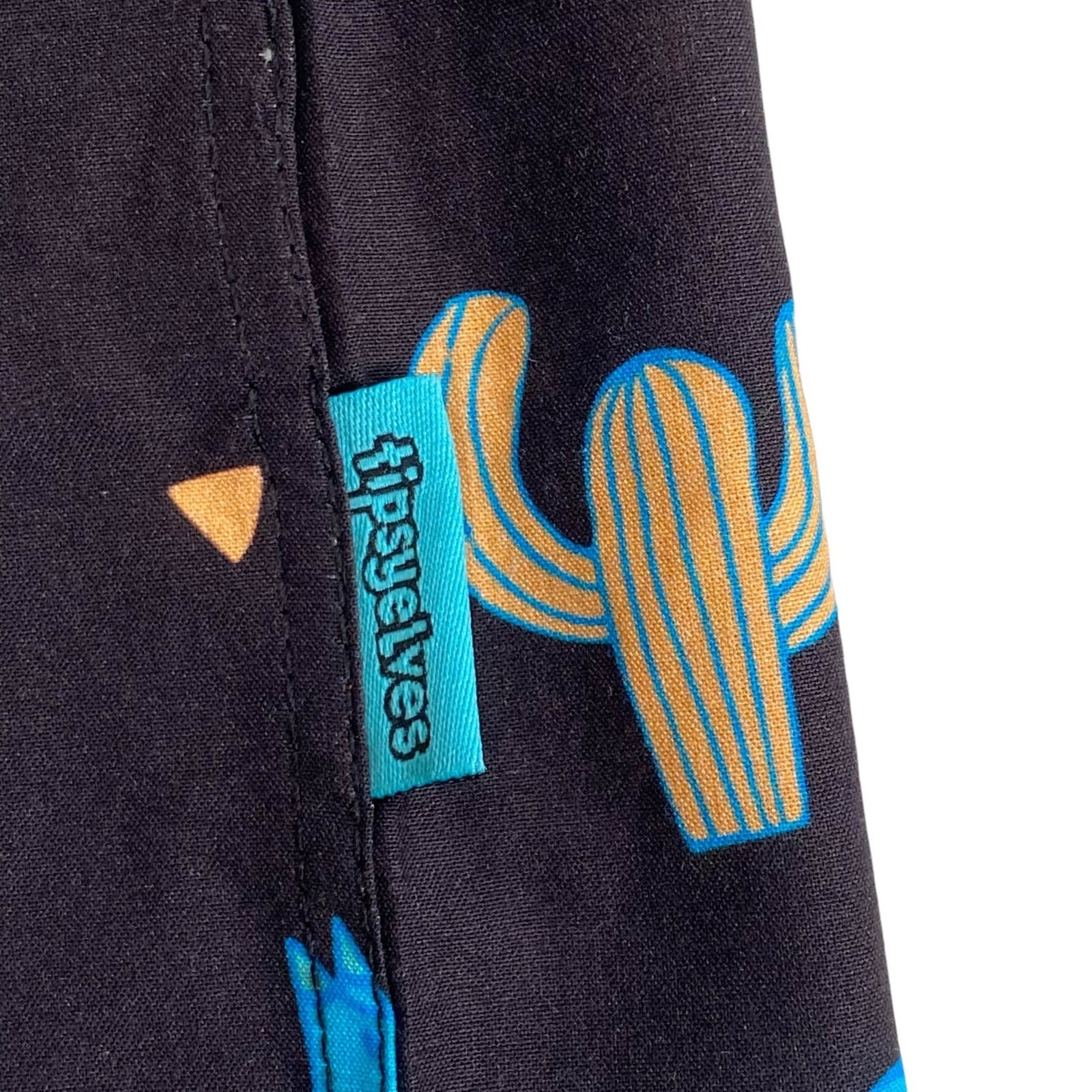 Tipsy Elves Southwestern Shirt Xl Midnight Fiesta Cactus Donkeys Black Nwt — image 7 of 8